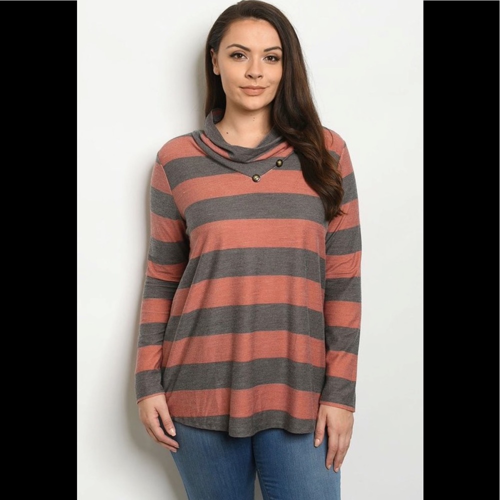 Plus Size Striped Knit Top - 3 Pack